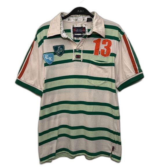 ENGLISH LAUNDRY Vintage 90s Manchester Rugby Collared Shirt, Green/Tan- Medium - Picture 1 of 9